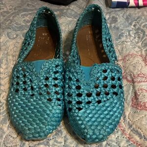 Toms Turquoise Woven Flats